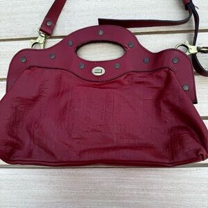 NANNINI handbag leather brick red Studded Purse crossbody made in Italy embossed